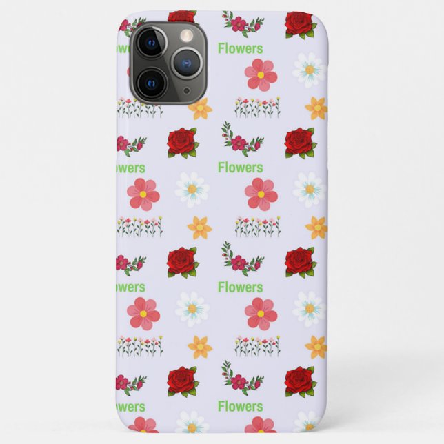 Capa Para iPhone 11 Pro Max Padrão de flores em cinza (Verso)