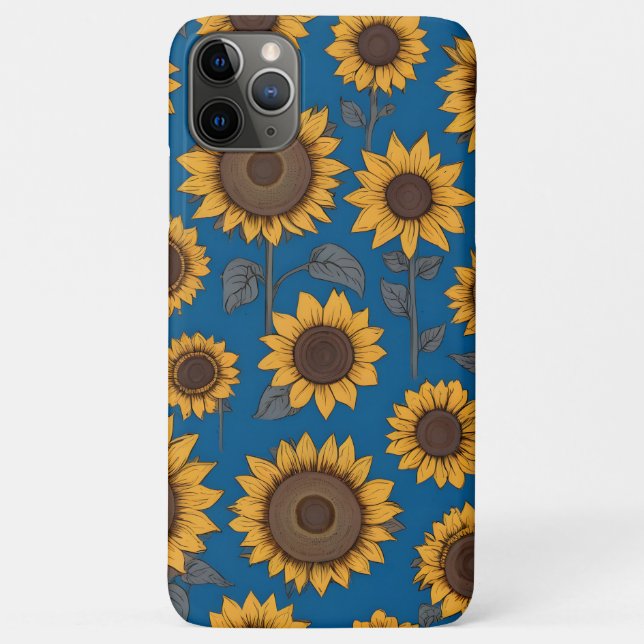 Capa Para iPhone 11 Pro Max Padrão de girassóis bonitos (Verso)