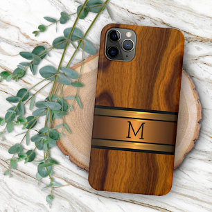 Capa Para iPhone 11 Pro Max Padrão de Grão de Madeira Clássico Personalizado e