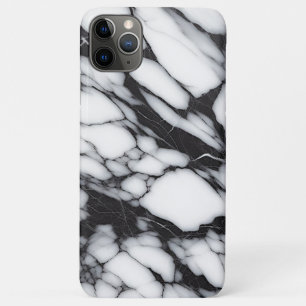 Capa Para iPhone 11 Pro Max Padrão de Laje de Mármore Preto e Branco Clássico