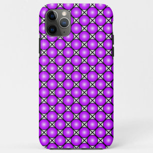 Capa Para iPhone 11 Pro Max Padrão de Latice Preta de Pontos Rosa Magenta