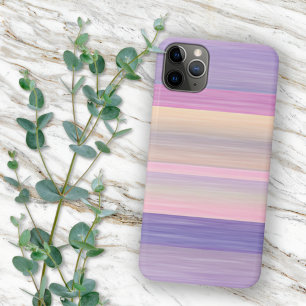 Capa Para iPhone 11 Pro Max Padrão de Listras de Cor de Água Púrpura, Rosa-