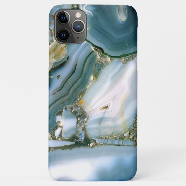 Capa Para iPhone 11 Pro Max Padrão de mármore azul elegante e lindo (Verso)