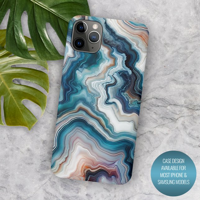 Capa Para iPhone 11 Pro Max Padrão de Quartzo Turquesa Azul Claro Roxo (Criador carregado)