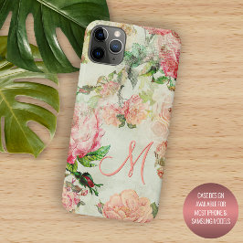 Capa Para iPhone 11 Pro Max Padrão de Rosa Floral Rosa Personalizado