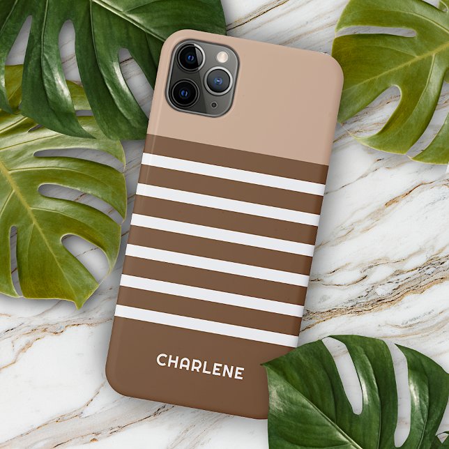 Capa Para iPhone 11 Pro Max Padrão de Stripes Brancas de Tonalidade Neutra Per (Criador carregado)