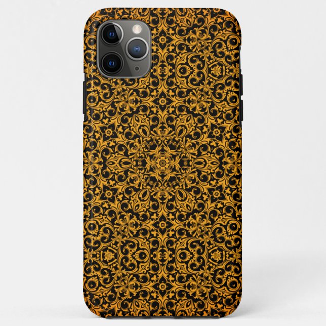Capa Para iPhone 11 Pro Max Padrão de vinheta amarela no (Verso)