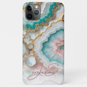 Capa Para iPhone 11 Pro Max Padrão Dourado de Arte Mármaco Azul Azul Escuro Ro