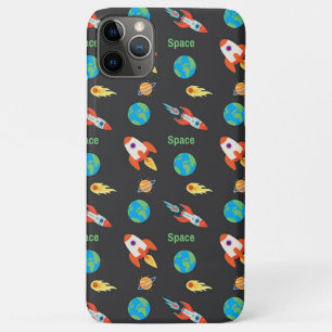 Capa Para iPhone 11 Pro Max Padrão espacial em preto