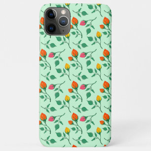 Capa Para iPhone 11 Pro Max Padrão floral com flores rosa coloridas