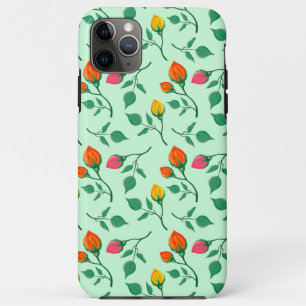Capa Para iPhone 11 Pro Max Padrão floral com flores rosa coloridas
