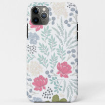 Padrão Floral e Folhagem Ilustrado à Mão