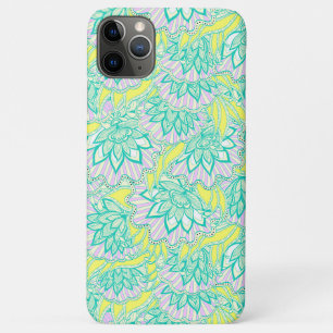 Capa Para iPhone 11 Pro Max Padrão floral verde-amarelo