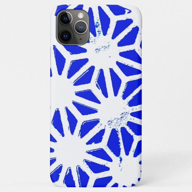 Capa Para iPhone 11 Pro Max Padrão geométrico azul (Verso)