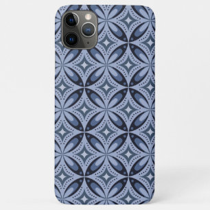 Capa Para iPhone 11 Pro Max Padrão Geométrico Azul Estilo Retro