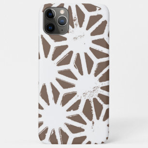 Capa Para iPhone 11 Pro Max Padrão geométrico castanho e branco