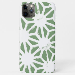 Capa Para iPhone 11 Pro Max Padrão geométrico verde-oliva e branco