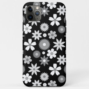 Capa Para iPhone 11 Pro Max Padrão Grande Monocromático do Flor de Estilo dos