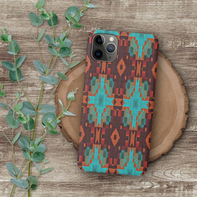 Capa Para iPhone 11 Pro Max Padrão Mosaico Vermelho Tribal Laranja Vermelho Tu (Criador carregado)