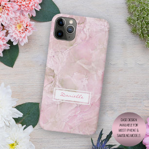Capa Para iPhone 11 Pro Max Padrão Personalizado de Arte Marble de Cinza Rosa