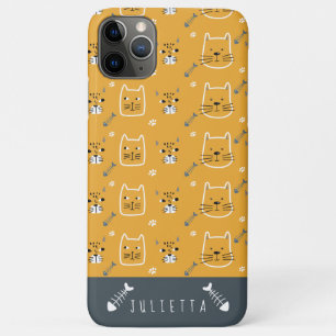 Capa Para iPhone 11 Pro Max Padrão Personalizado Moderno dos Gatos Cutes