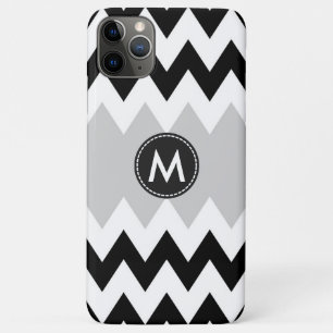 Capa Para iPhone 11 Pro Max Padrão Preto de Faixa de Chevron Branco