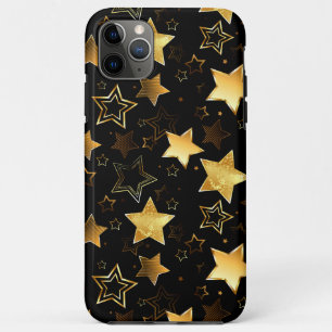 Capa Para iPhone 11 Pro Max Padrão sem costura com estrelas de Ouro