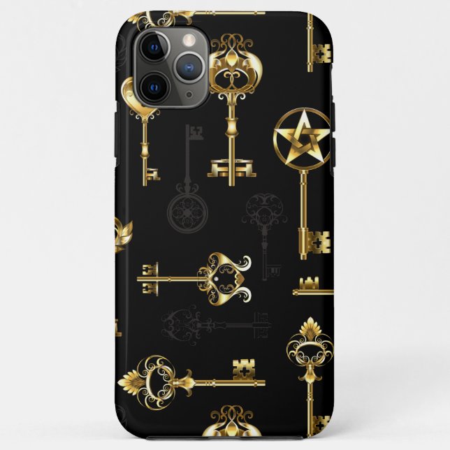 Capa Para iPhone 11 Pro Max Padrão sem falhas com chaves de Ouro (Verso)