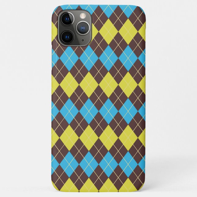 Capa Para iPhone 11 Pro Max Padrão Xadrez Escocês dos Anos 70 (Verso)