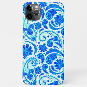 Capa Para iPhone 11 Pro Max Padrões de aqua paisley, azuis,