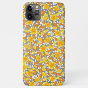 Capa Para iPhone 11 Pro Max padrões de flores brancas, brancas e laranja-acas