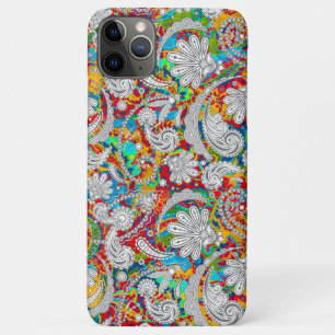 Capa Para iPhone 11 Pro Max Padrões de paisley brancos e coloridos, de coloraç