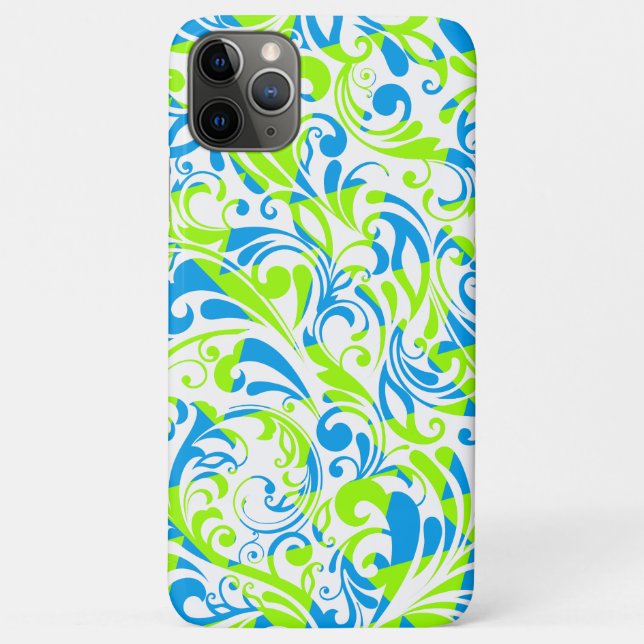 Capa Para iPhone 11 Pro Max Padrões florais mistos, azuis-claros e claros (Verso)