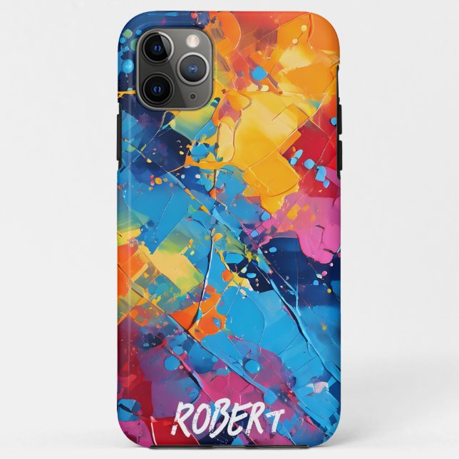 Capa Para iPhone 11 Pro Max Paint Splatters Abstrato Art (Verso)