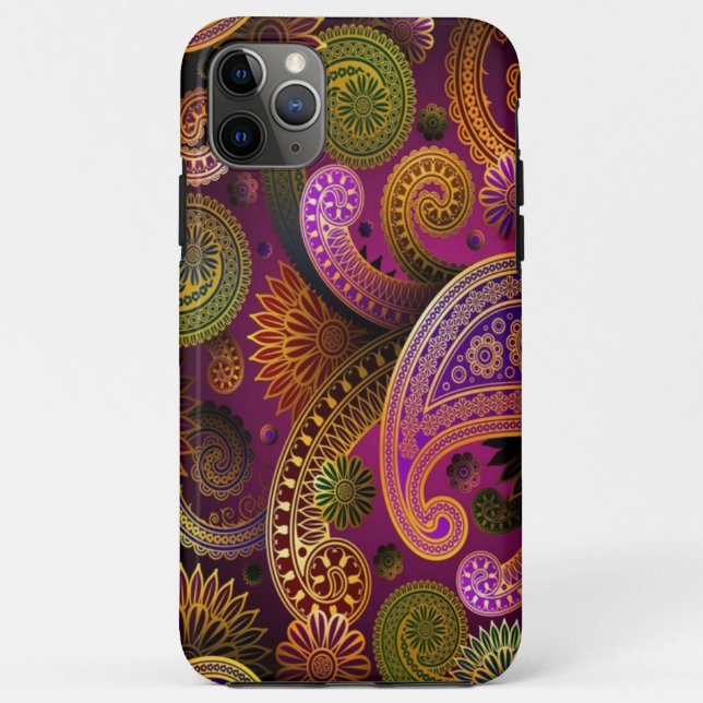 Capa Para iPhone 11 Pro Max Paisley Purple (Verso)