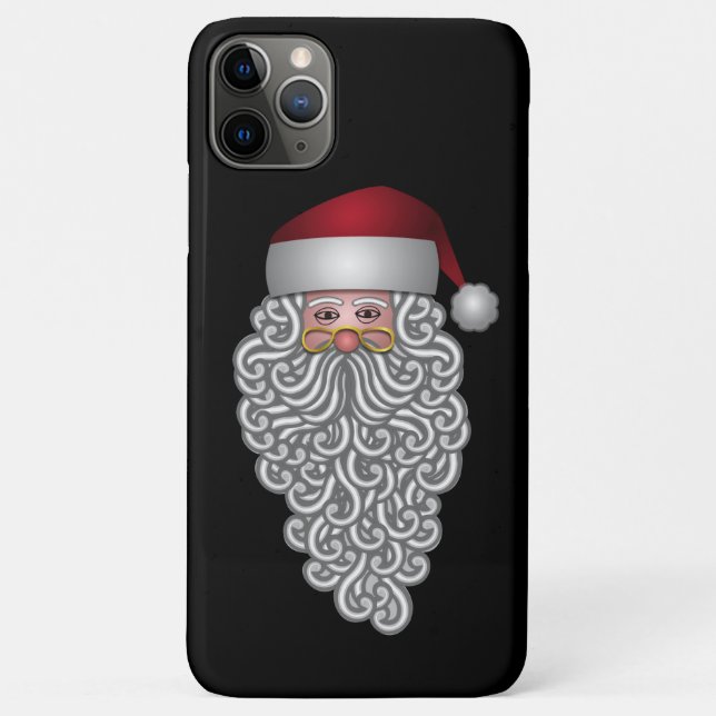 Capa Para iPhone 11 Pro Max Papai Noel Festivo com Barba Curva Longa (Verso)