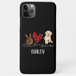 Capa Para iPhone 11 Pro Max Peace Love Labrador Retriever Xadrez Cujo Cachorro