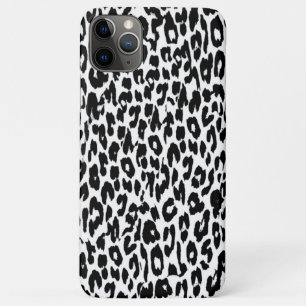 Capa Para iPhone 11 Pro Max Pele de Pele de Impressão do Leopardo Preto