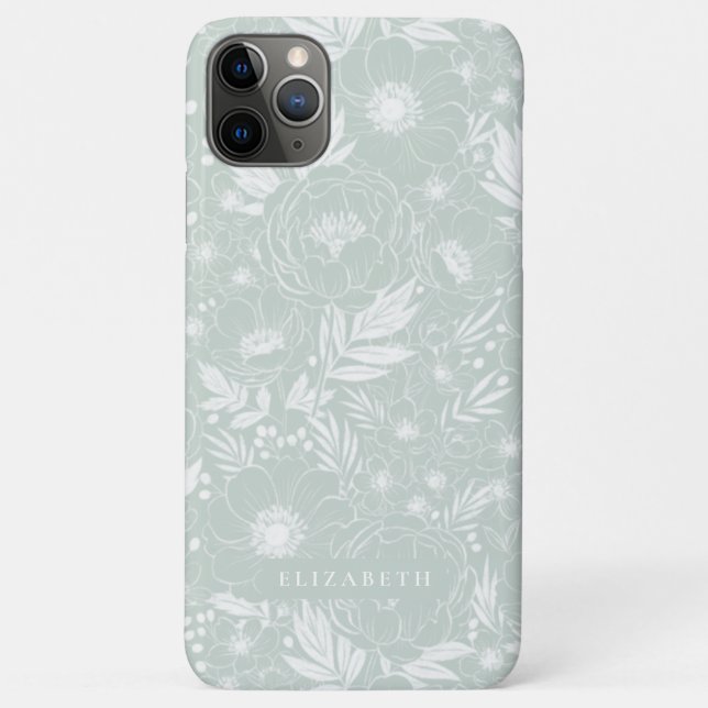 Capa Para iPhone 11 Pro Max Peony E Anêmona Ilustram Floral (Verso)