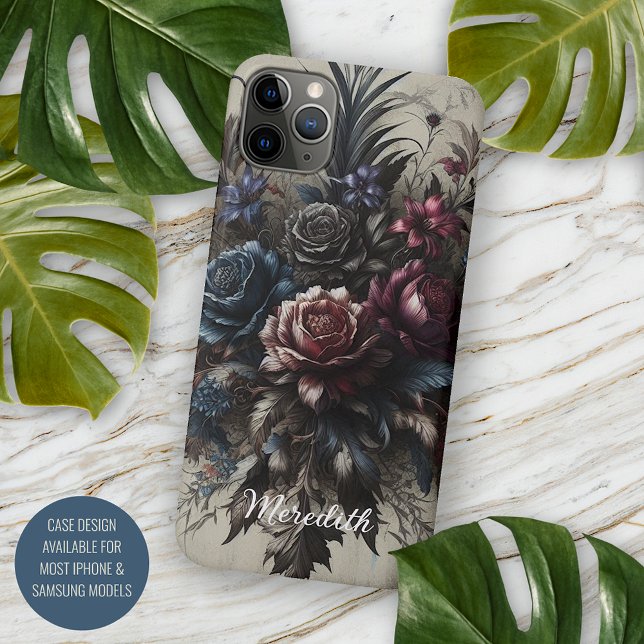 Capa Para iPhone 11 Pro Max Personalizado Clássico Rosa Floral Gótico Vitorian (Criador carregado)