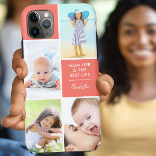 Capa Para iPhone 11 Pro Max Personalizar 4 fotos - A vida da mãe é o melhor 