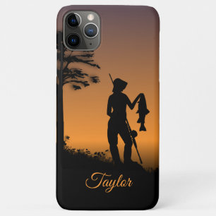 Capa Para iPhone 11 Pro Max Pescador feminino com nome