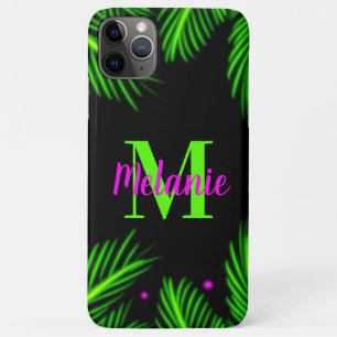 Capa Para iPhone 11 Pro Max Pincel de Ar Árvore Palma Tropical Neon Brilhante