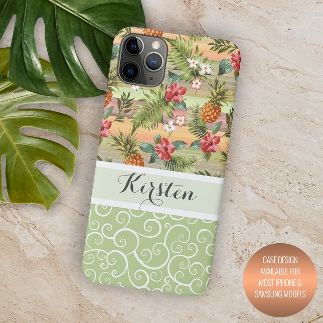 Capa Para iPhone 11 Pro Max Pineanases Tropicais Personalizados Padrão Floral  (Criador carregado)