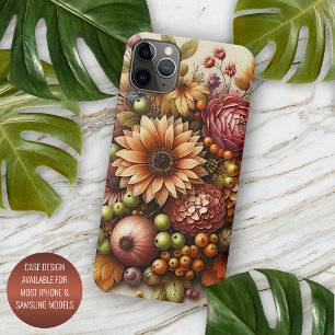 Capa Para iPhone 11 Pro Max Pintura Artística Floral de Outono Antiga e Elegan