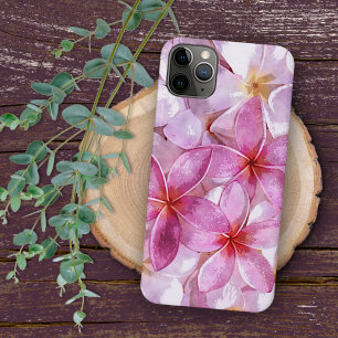 Capa Para iPhone 11 Pro Max Pintura em Aquarela de Plumeria Havaiana