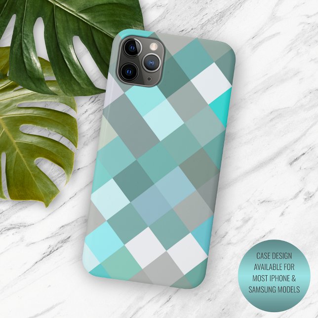 Capa Para iPhone 11 Pro Max Pixel verde do Pastel Aqua Turquoise Jade (Criador carregado)