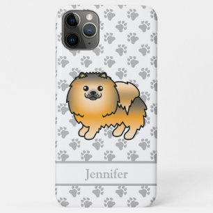 Capa Para iPhone 11 Pro Max Pomeraniano - Pomada Laranja - Cão e Nome