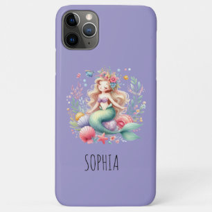 Capa Para iPhone 11 Pro Max Presente de Aniversário de Nome de Sereia Colorida