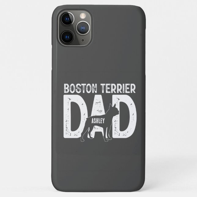 Capa Para iPhone 11 Pro Max Presente do Papai Cachorro Boston Terrier (Verso)